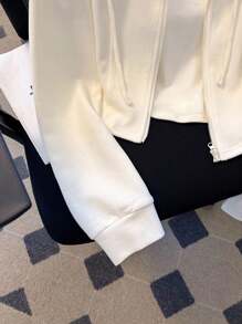 SHEIN Giacca casual con cappuccio donna con cerniera, tinta unita e maniche lunghe