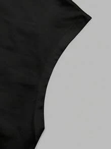 Manfinity Dauomo Men's Minimalist Solid Color Crew Neck Loose Fit Tank Top, Summer Casual Wear - Black - View 4