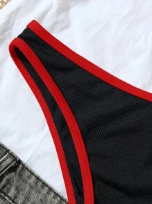 SHEIN Swim Women Solid Color Minimalist Sexy Bikini Bottom Triangle Swim Briefs For Summer Beach Vacation - Multicolor - View 4