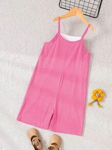 Macacão Colorblock com Bolsos Duplos para Meninas Pré-adolescentes no Verão - Pink - Visão 2