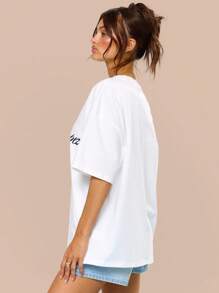 MUSERA Saint Trope Graphic Print Oversized T-Shirt Summer Vacation Holiday Festival Cute Casual Elegant Tuscan Sun Airport Outfits Comfy Cute Basics Graphic Tees Oversized Tees Fall Back To School