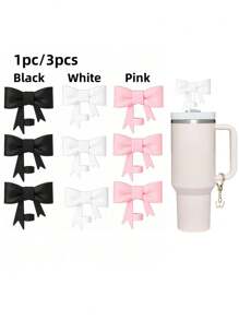 1PC/3Pcs Classic Bow Straw Covers Cap Topper Tương thích với 30 & 40 Oz Tumbler Cups, Tái sử dụng dễ thương Silicone Straw Tip Nắp Bảo vệ cho 0,4 In / 10mm Cups Phụ kiện ống hút - Nhiều màu - Xem 2