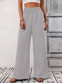 SHEIN PETITE 女士休闲纯色阔腿裤