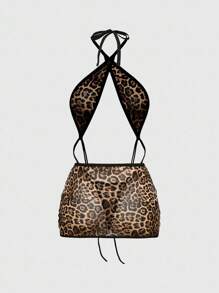 ROMWE J-Fashion Y2K豹纹无线性感连体内衣套装 - 彩色 - 查看 5