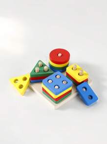 MINKOJA Decoration Wooden Geometric Building Puzzle Matching Toys For Cognitive Color & Shape Recognition And Early Education For Kids School Supplies - Multicolor - View 8