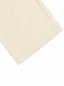 Manfinity Bizformal 男士西装裤，通勤休闲百搭直筒西装裤，腰部铆钉设计奶油色裤子男士高腰裤米色裤子男士卡其色正装裤男士正装裤 - 杏色 - 查看 7