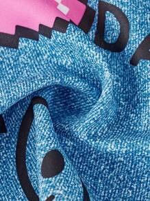 Tween Girls 街头时尚牛仔印花紧身裤、短款细肩带吊带背心和长袖连帽网眼上衣 3 件套，时尚风格 - 黑色 - 查看 8