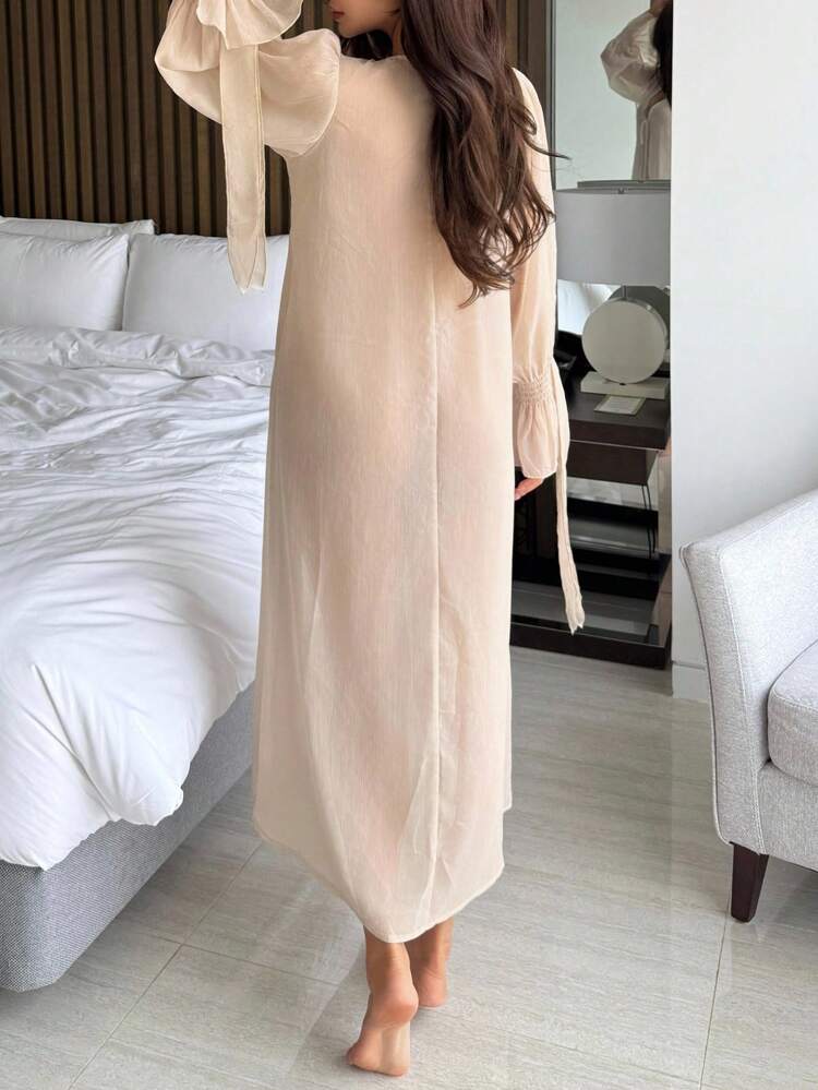 Romantic Sheer Mesh Long Robe, Lightweight Women Loungewear Pajama