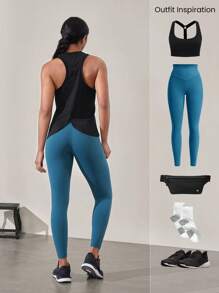 GLOWMODE Mesh Training Racerback  Tank Gym Wear Medium Impact Running Workout Quick Dry Moisture Wicking Cool Feeling - Black - View 9