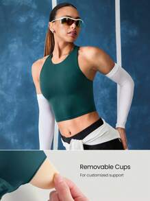 GLOWMODE Intertwine Tank Top Bra Low Impact Yoga Daily Fall Winter - Dark Green - View 2