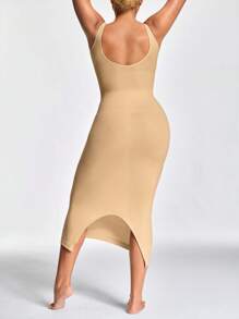 SHAPORA 2 Packs Women's Solid Color Elastic Slit Bodycon Tank Dress, Shaping - Multicolor - View 4