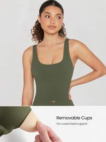 GLOWMODE Featherfit™ 扭轉背心運動上衣 - 橄欖綠 - 查看 3