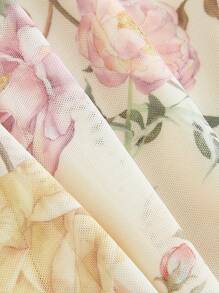 SHEIN MOD 加大码女式花卉印花露背优雅度假连衣裙 - 彩色 - 查看 4