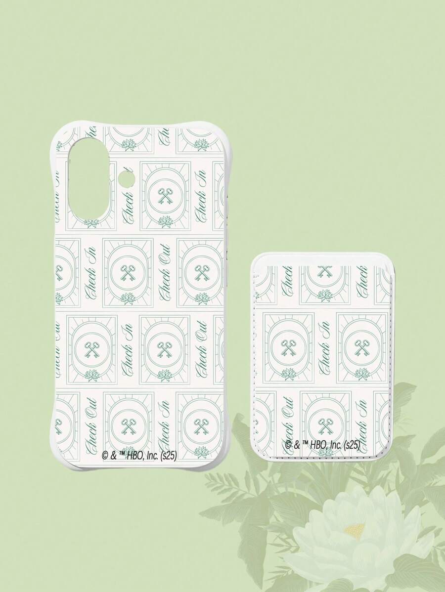 The White Lotus 1 pieza Funda de teléfono con ranura para tarjeta magnética beige compatible con iPhone 11 12 13 14 15 Pro Max, marca N26