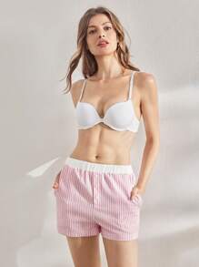Ocili Leisure Women's Casual Striped Soft Ruffle Trim Spring Pajama Bottoms - Multicolor - View 6