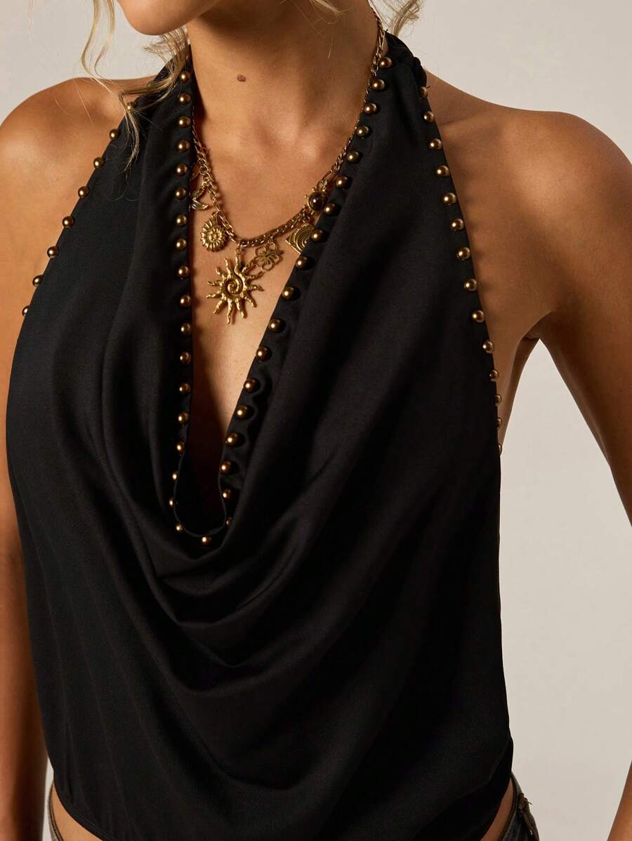 SHEIN Forever 21 夏季女士舞会/正式场合/海滩/度假/可爱/西式服装/商务休闲/优雅/生日/外出/夜店/办公室着装/音乐节/锐舞派对/工作服/高贵/乡村音乐会/早午餐/邮轮/老钱/机场/端庄/教堂/仙女风/下午茶/千禧年/街头风/2000年代/迪斯科/春假/毕业典礼/婚礼宾客/鸡尾酒会/复古/紧身/度假/修身/7月4日女士/海滩度假装/校服/夜生活/上衣 - 黑色 - 查看 1