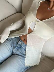 SHEIN EZwear 女士轻薄夏季防晒外套 - 黃色 - 查看 6