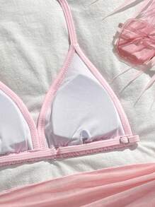 WESTFADE Young 3 pièces/Set Ensemble de maillot de bain noir pour filles, robe de plage pour vacances, printemps/été