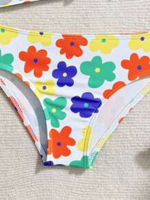2 pezzi/Set Costume da bagno alla moda con stampa floreale carino per ragazze giovani