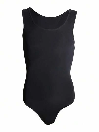 SHEIN Herr enfärgad sömlös shapewear-body, ärmlös