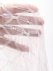 DAZY 1pc Button Front Crop Top Festival Sheer Long Sleeve Women Tops - White - View 9