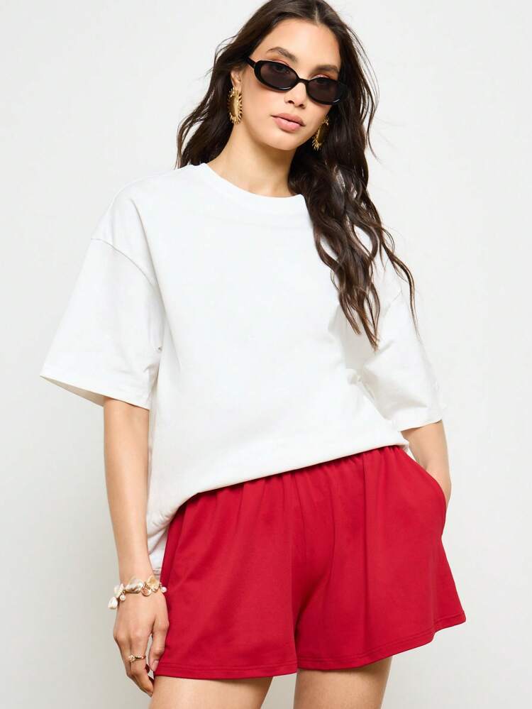 Relaxed Fit High Waisted Lounge Wide Leg Stretch Comfort Shorts