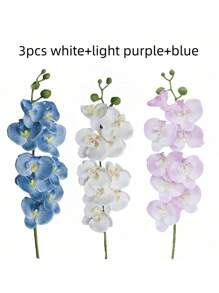 SHEIN 5PCS/3PCS/1PC 70cm Artificial Orchid Flowers, 9 Large Heads Of Real Touch Vivid Phalaenopsis Orchid Flower Stem, Classic Style Artificial Orchid Swags, Decorative Silk Phalaenopsis Flowers, Artificial Flowers Branches For Living Room Home Decoration, Hotel Wedding Floral Arrangement,Beautiful Home Decor For Halloween, Christmas, Chinese New Year,Great Gifts For Girlfriend And Mother On Valentine's Day And Mother's Day