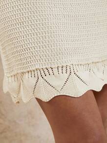 COSMINA Women's Solid Color Round Neck Sleeveless Casual Knitted Dress