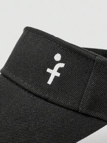 Women's Simple Embroidery Fluxe Visor Baseball Cap, Sun Protection Hat - Black - View 3