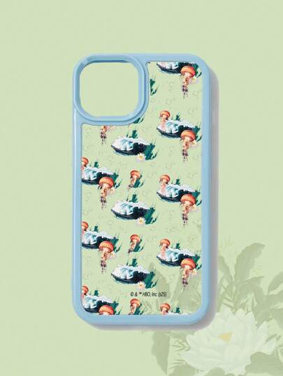 The White Lotus غطاء هاتف بنمط فطر وموجة قطعة واحدة، متوافق مع IP 11 12 13 14 15 Pro Max