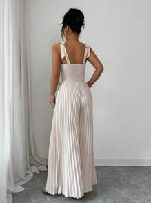 Chiquease 女士时尚优雅拼接彩色褶饰腰带连体裤