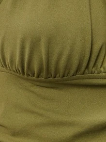 TypaGal Top sin espalda con cuello de halter de unicolor y sexy para mujer, de verano - Verde militar - Ver 6