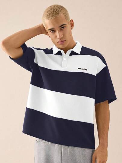 SWAVVY 男士针织休闲短袖宽松 Polo 衫，时尚日常穿着年轻风格，校园风