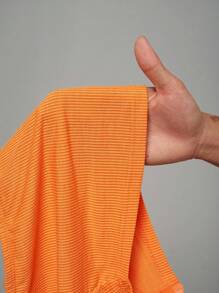 Slaydiva 2025新款夏季音乐节生日派对毕业休闲基础套装露肩短袖短款上衣&条纹宽松直筒裤橙色两件套橙色两件套阔腿裤套装裤子两件套夏季裤子套装 - 橘色 - 查看 10