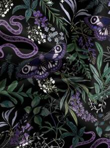 ROMWE Plus Size Women Gothic Goth Snake, Plant, Star, Moon Print Mysterious Dark Pants Suitable For Going Out - White - View 3