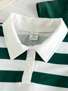 Vintaside Kids 2pcs Baby Boys Summer POLO Shirt Top Two Sets, The Use Of Knitted Fabric, Loose Version Type, Moderate Thickness, Navy Blue Tone Calm Atmosphere, Striped Printing Fashion Bright, Showing The Style Of Leisure Vitality. POLO Collar Design Adds A Hint Of Elegance, Suitable For To Play, With Denim Shorts And Sneakers, Like A Handsome Little Gentleman, Home Leisure, Wedding, Vacation, School Study, Performance Activities, To Participate In Parties