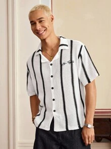 SWAVVY Top tejida casual de verano para hombres con bloques de color y rayas