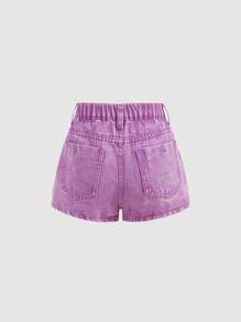 SHEIN Falda vaquera y shorts asimétricos de estilo boho y casual Y2K para niñas preadolescentes, ropa de verano para vacaciones y uso diario en la calle
