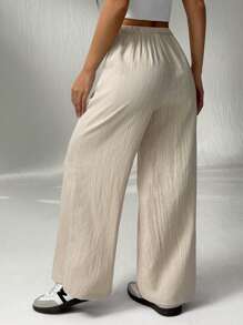 SHEIN PETITE 杏色黑色多色女裤两件套西装基础搭配适合多种场合休闲舒适百搭 - 彩色 - 查看 2