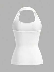 SHEIN EZwear Áo ba lỗ cổ yếm in hình con rùa cho nữ, phù hợp cho mùa hè - trắng - Xem 2