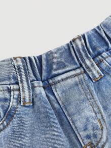 SHEIN Baby Mädchen süße rosa Schleife blaue Jeans weite Hose