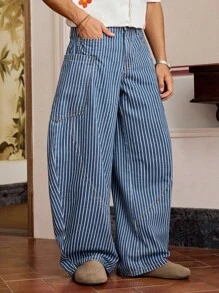 SWAVVY Men's Woven Casual Loose Straight Leg Solid Color Pants, Young Daily Style - Baby Blue - View 5