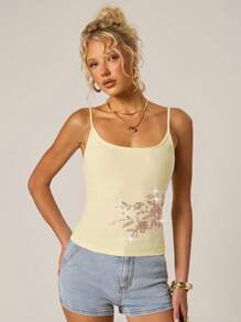Avantive Summer New Bling Decor Cami Top Sexy Party - Apricot - View 7