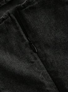 SHEIN MOD 女式方领松紧腰休闲无袖牛仔连衣裙，夏季 - 黑色 - 查看 3