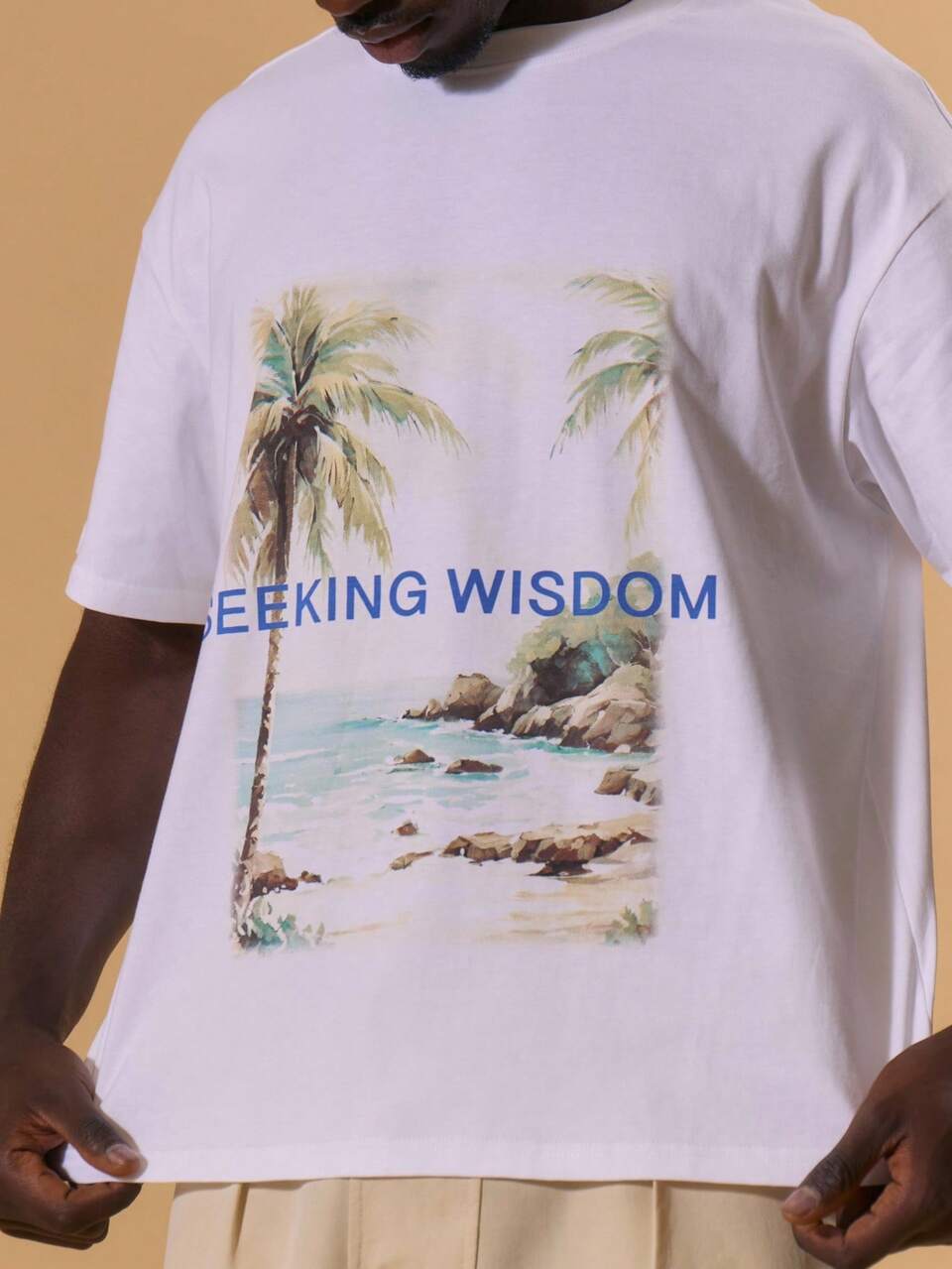 Oversized Graphic Block Artwork Print T-Shirt Short Sleeve Drop Shoulder Spring Summer Vacation Holiday