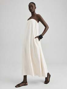 Ontre 2025 年夏季女装连衣裙，适合独立日、圣约翰节、海滩、度假、毕业典礼、办公室、沙滩装、节日、茶会、派对，纯色不对称领口休闲长裙