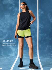 GLOWMODE Mesh Training Racerback  Tank Gym Wear Medium Impact Running Workout Quick Dry Moisture Wicking Cool Feeling - Black - View 3