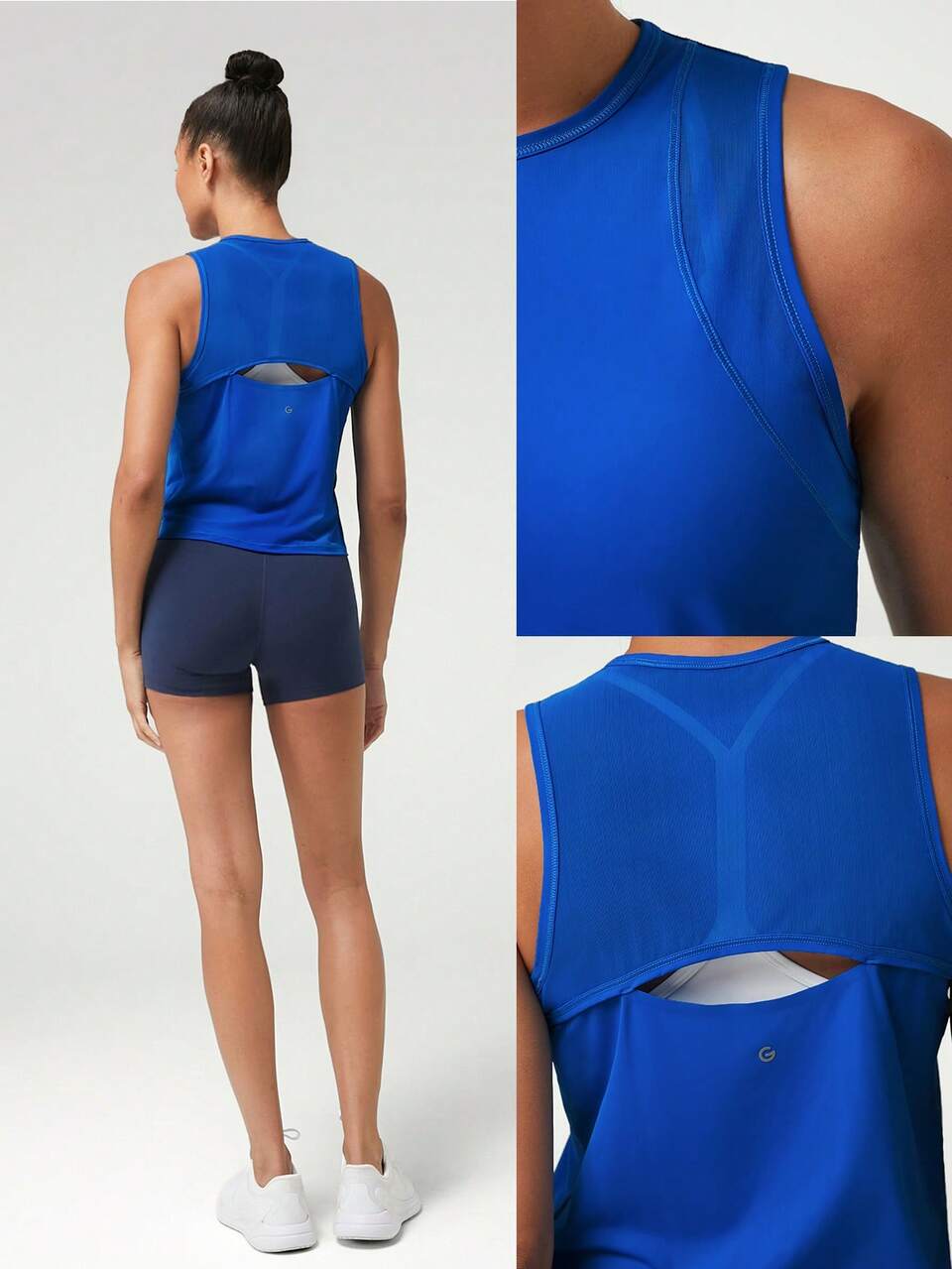 Quick-Dry Super Lightweight Mesh Cutout Back Tank Top Medium Impact Training Workout Running Gym Spring  Spring Summer
