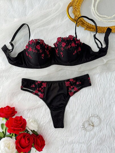 Seduluxe Women Bloemen Kanten Verleidelijke Lingerie Set
