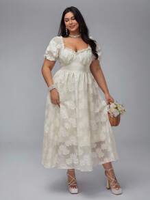 Lyrianda Plus Size Fashion Elegancka Dama i Młoda Dziewczyna Specjalna Tkanina Żakardowa Sukienka W Kolorze Szampańskim - Szampan - Zobacz 3